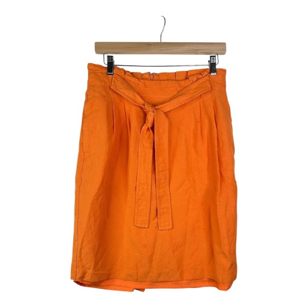 Ann Taylor Linen Blend Paperbag Pencil Skirt Size 8 Orange